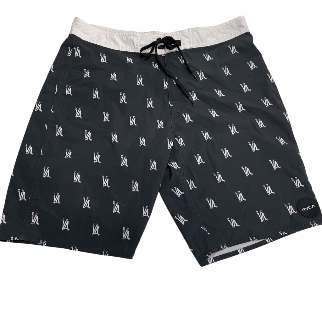 Rvca Swim Trunks Men's 34 Black Fingers & Toes Board Shorts Surfing